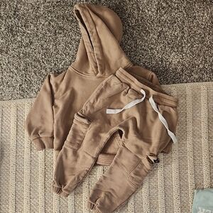 Kids Tan Hoodie and Jogger Set